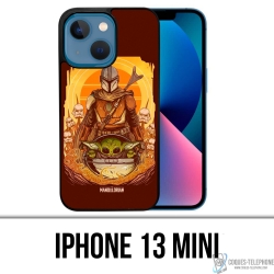 Custodia Mini iPhone 13 - Star Wars Mandalorian Yoda Fanart