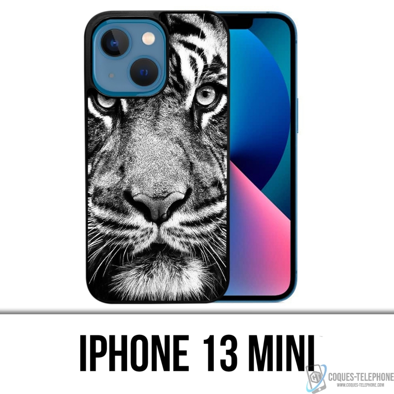 Custodia Mini per iPhone 13 - Tigre nera e bianca