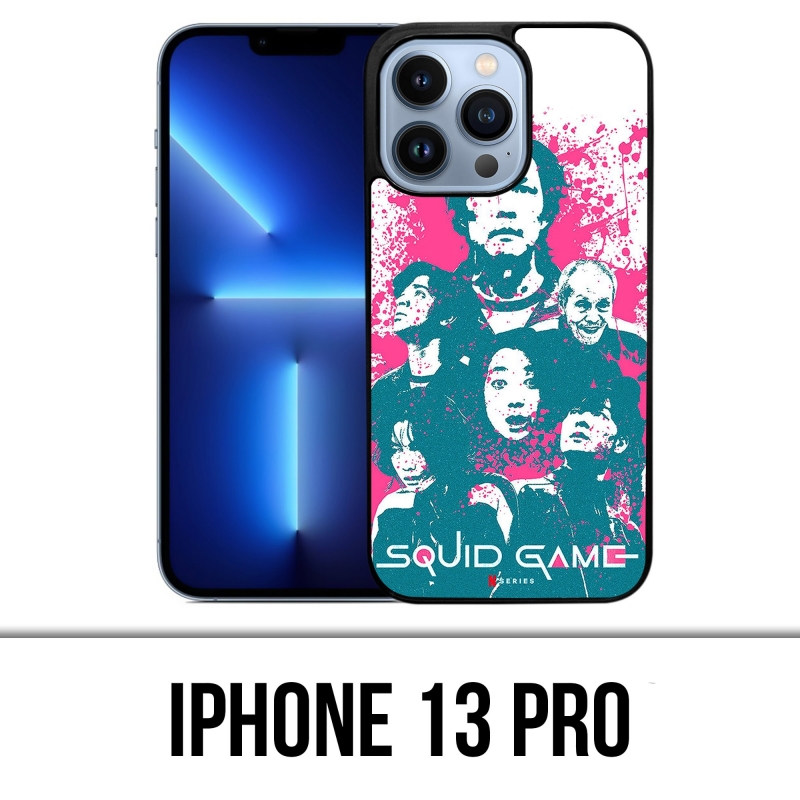 Funda para iPhone 13 Pro - Splash de personajes del juego Squid