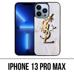 Coque iPhone 13 Pro Max - YSL Yves Saint Laurent Marbre Fleurs