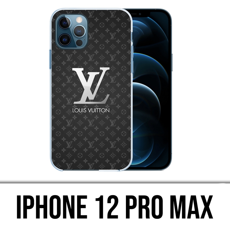 iPhone 12 Pro Max Glass Case With Printed LOUIS VUITTON Brand Name Logo -  Black