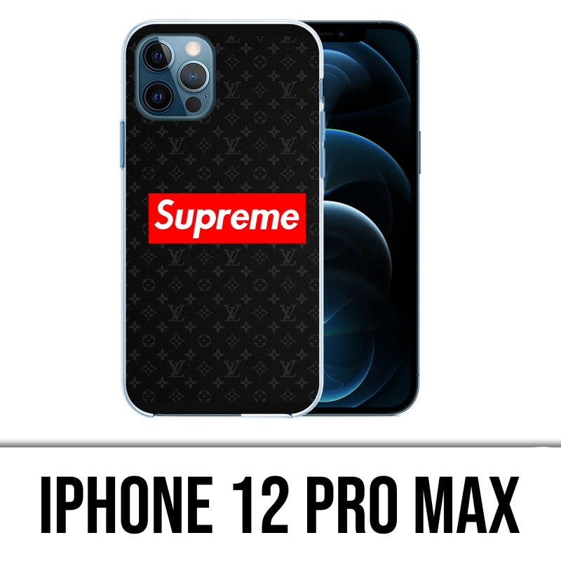 Classic Black Louis Vuitton X Supreme iPhone 12 Pro Max Case