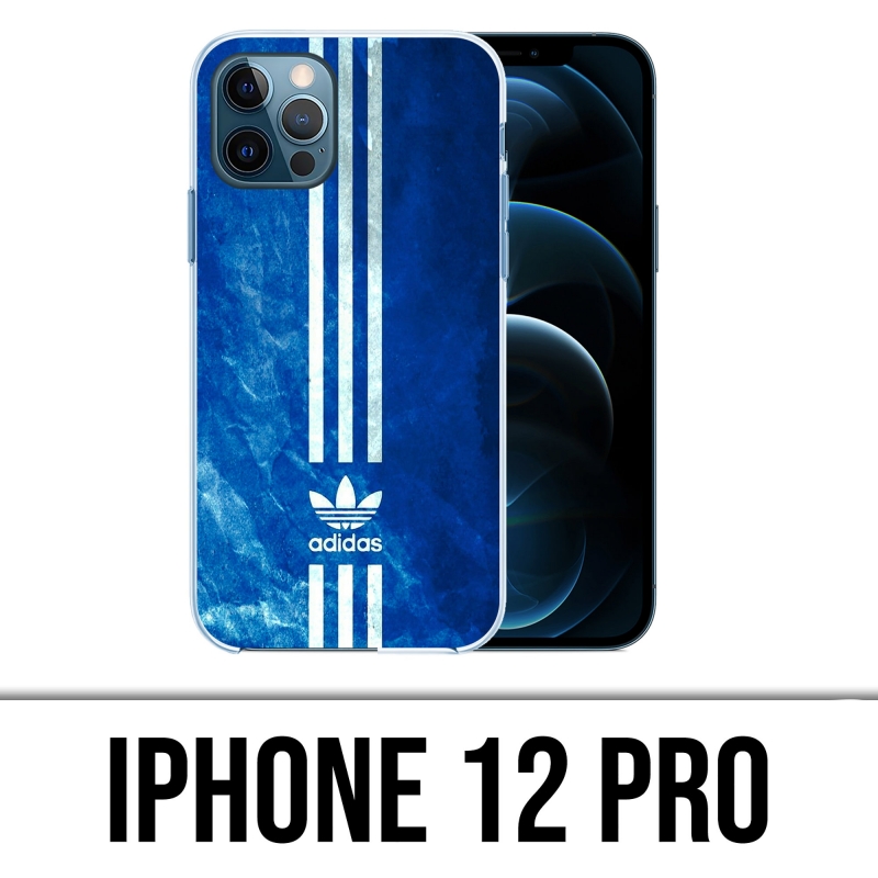 Coque iPhone 12 Pro - Adidas Bandes Bleu