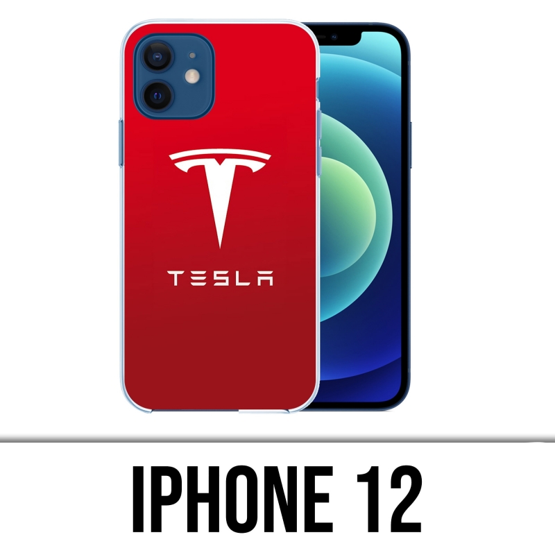 Custodia per iPhone 12 - logo Tesla rossa