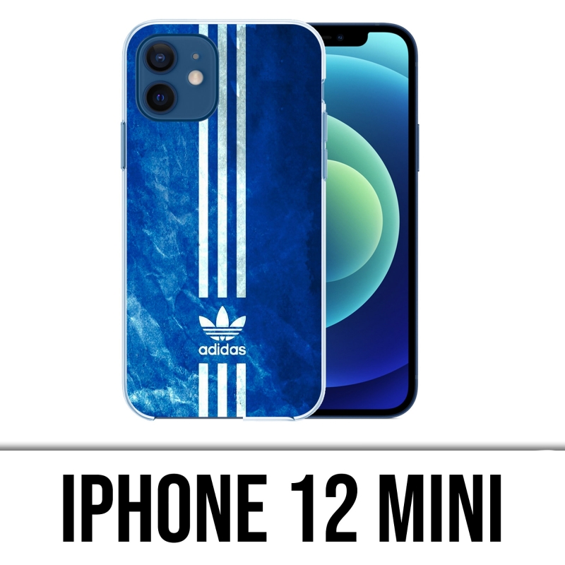 Mini funda para iPhone 12 - Adidas Blue Stripes