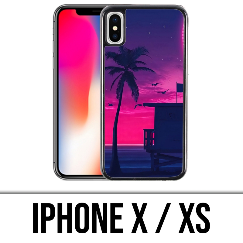 Funda para iPhone X / XS - Miami Beach Morado