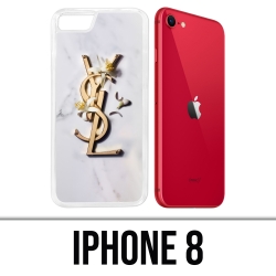 Coque iPhone 8 - YSL Yves Saint Laurent Marbre Fleurs