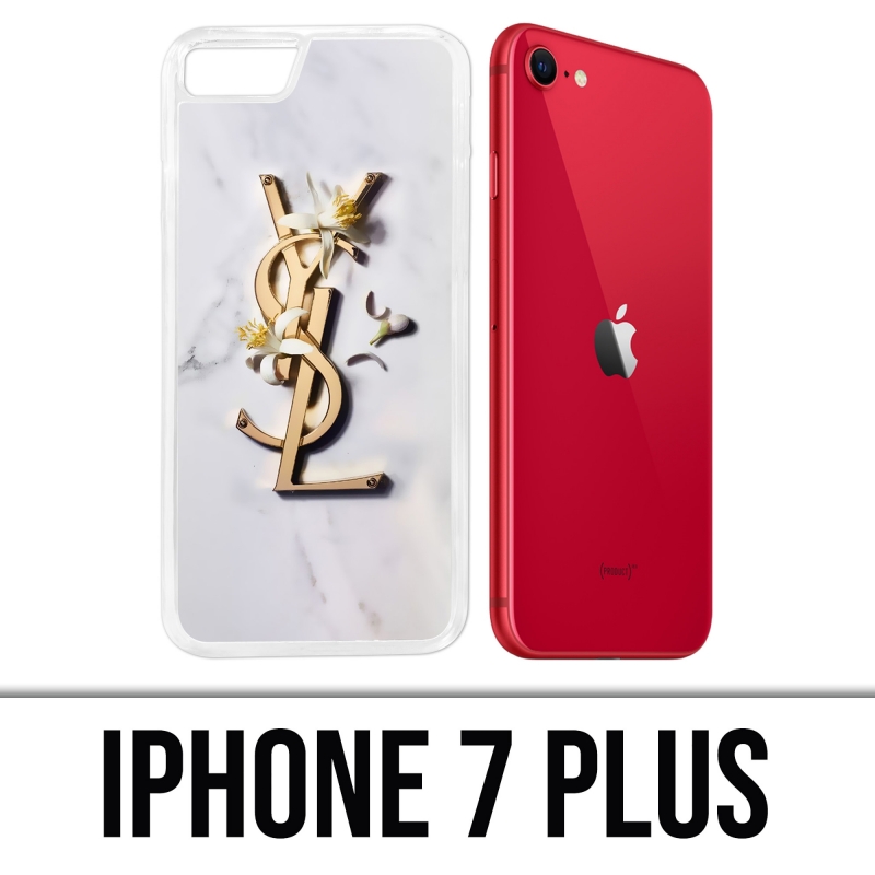 Coque iPhone 7 Plus - YSL Yves Saint Laurent Marbre Fleurs