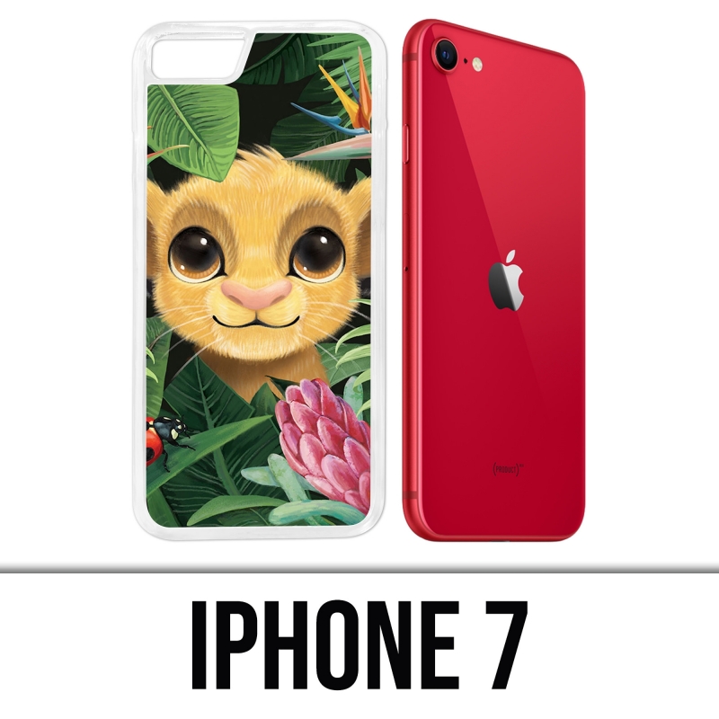 Coque iPhone 7 - Disney Simba Bebe Feuilles