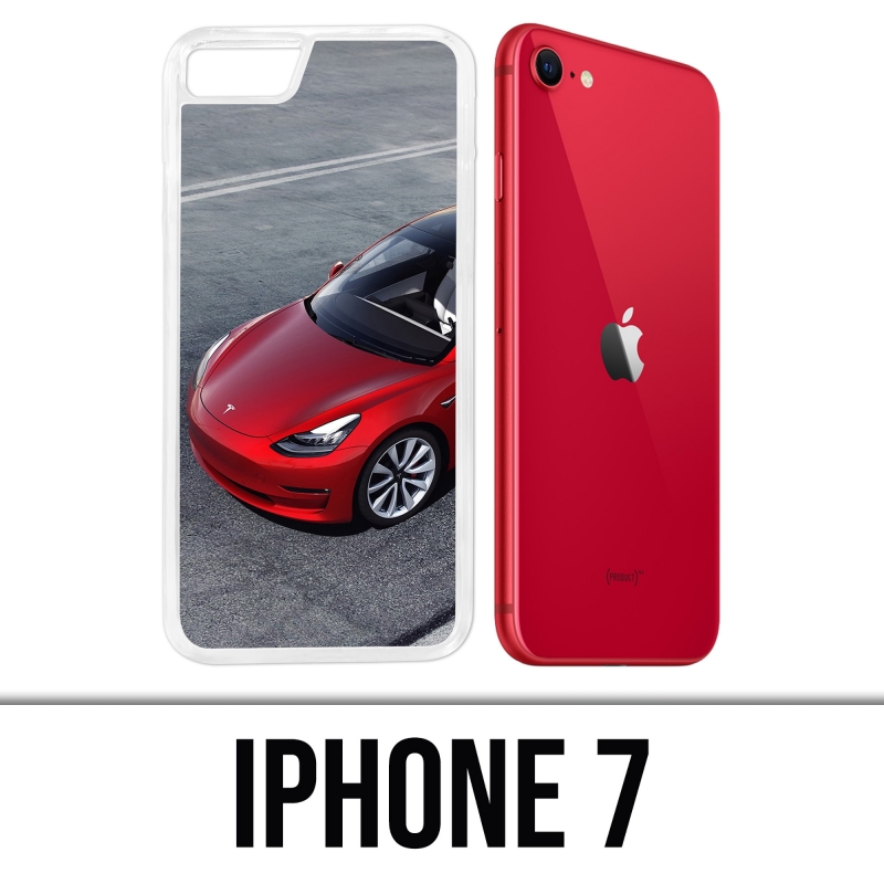 Coque iPhone 7 - Tesla Model 3 Rouge