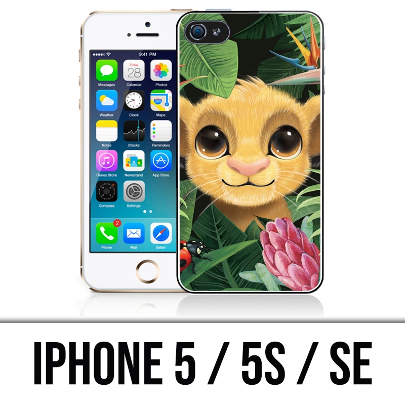 Coque iPhone 5, 5S et SE - Disney Simba Bebe Feuilles