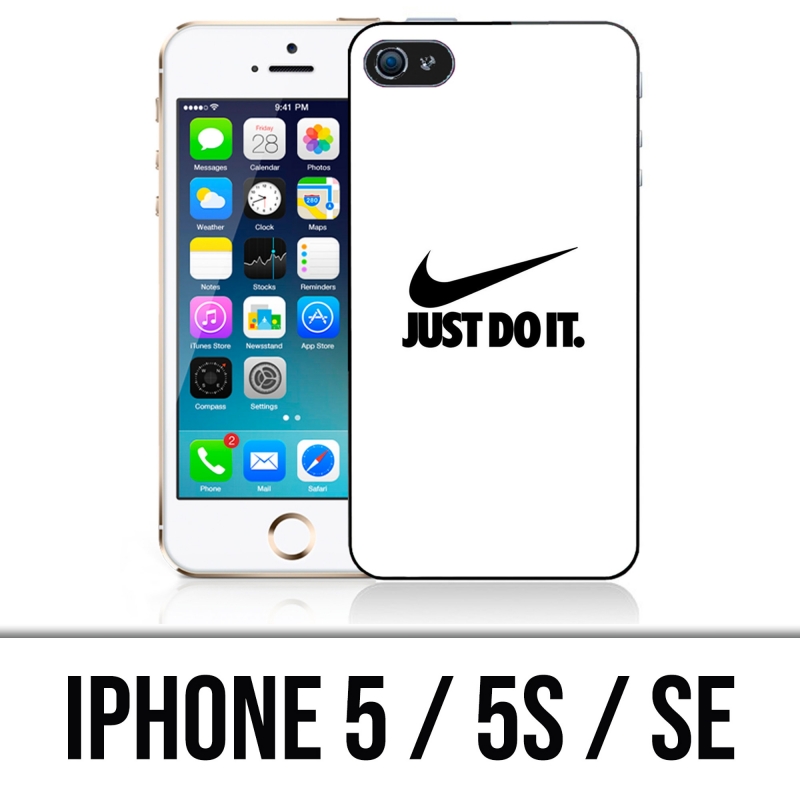 Coque iPhone 5, 5S et SE - Nike Just Do It Blanc
