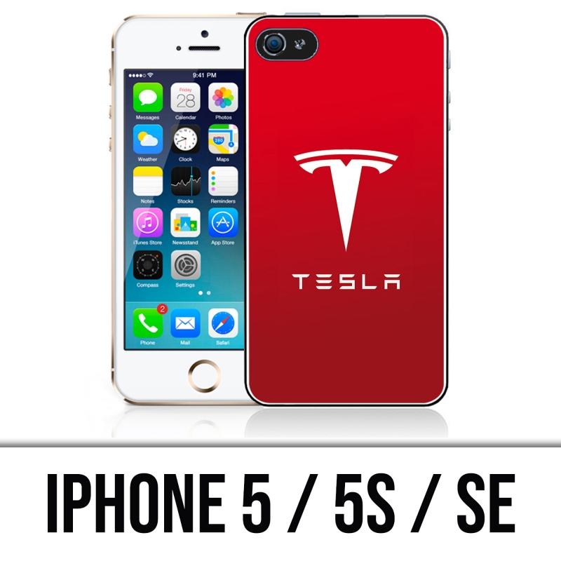 Coque iPhone 5, 5S et SE - Tesla Logo Rouge