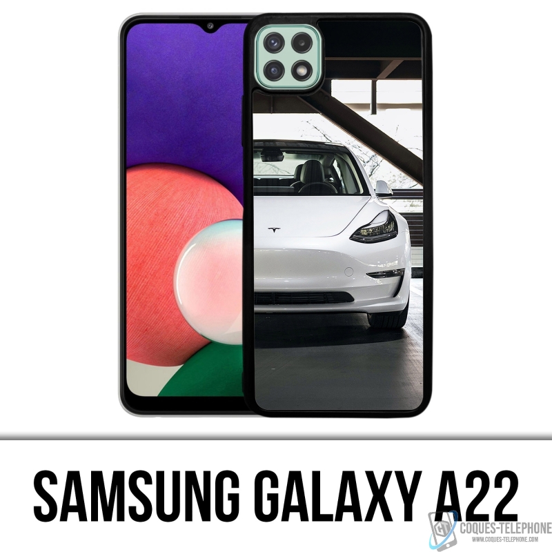 Funda Samsung Galaxy A22 - Tesla Model 3 Blanca