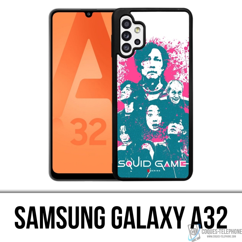Funda Samsung Galaxy A32 - Splash de personajes del juego Squid