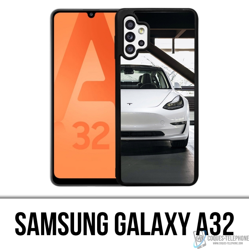 Coque Samsung Galaxy A32 - Tesla Model 3 Blanc