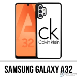 Coque Samsung Galaxy A32 - Calvin Klein Logo Blanc