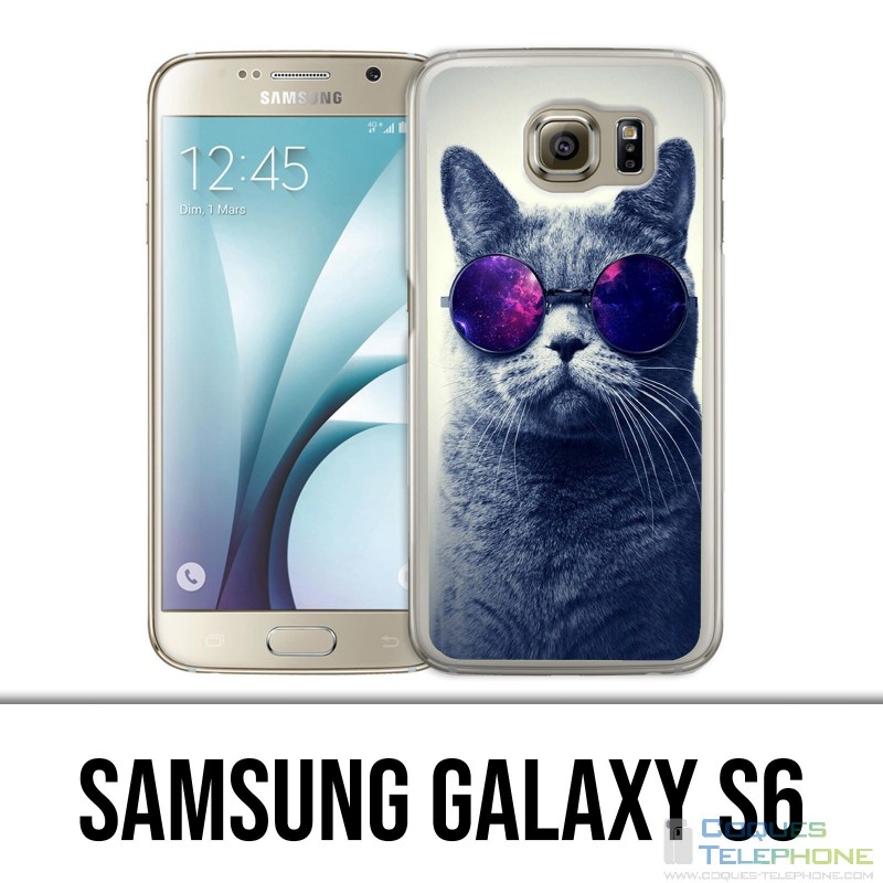 Samsung Galaxy S6 Hülle - Cat Galaxy Glasses