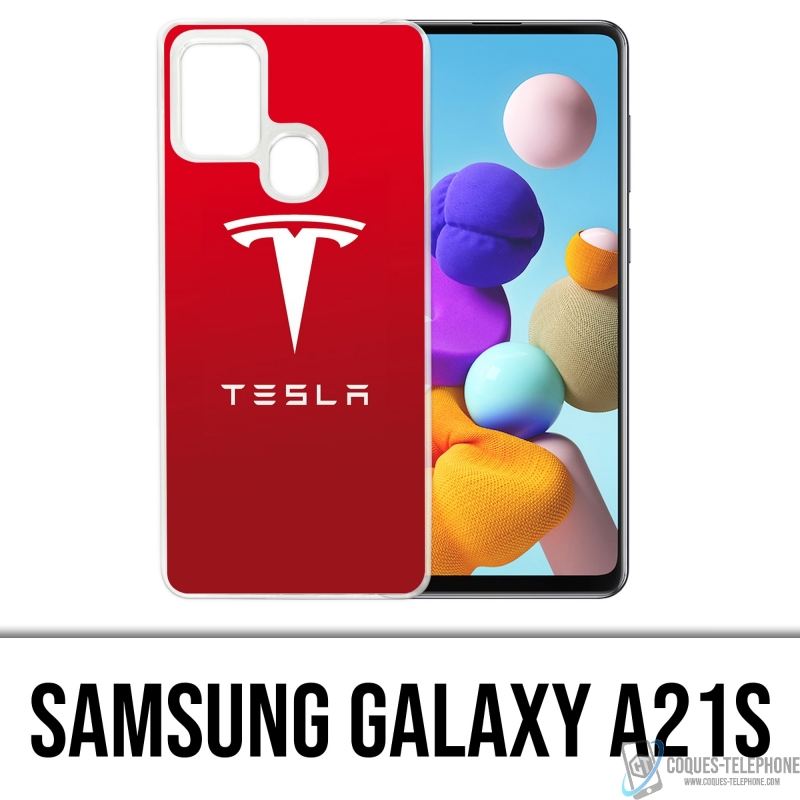 Funda Samsung Galaxy A21s - Logo Tesla Rojo