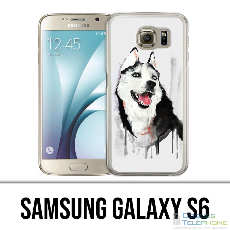 Coque Samsung Galaxy S6 - Chien Husky Splash