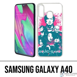 Funda Samsung Galaxy A40 - Splash de personajes del juego Squid