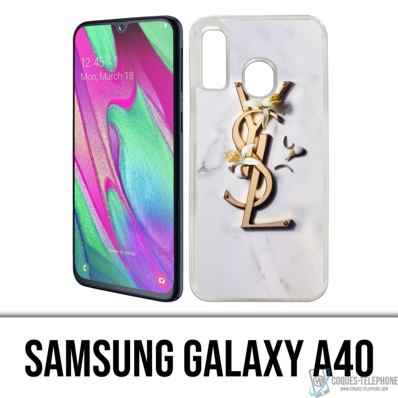 Coque Samsung Galaxy A40 - YSL Yves Saint Laurent Marbre Fleurs