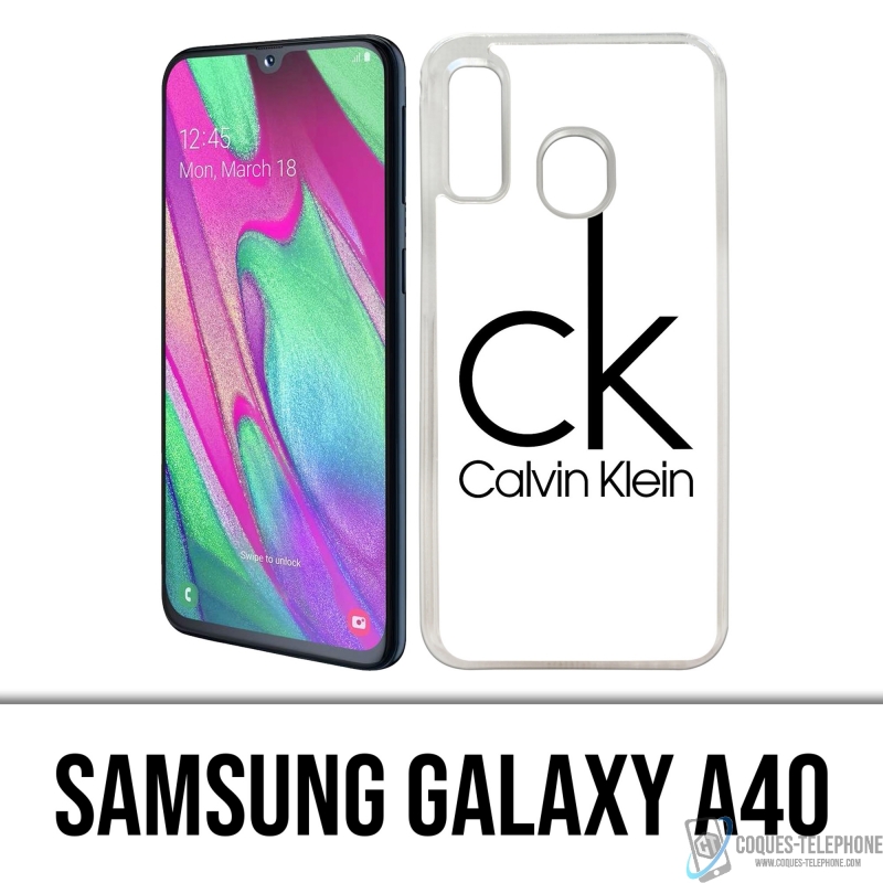 Coque Samsung Galaxy A40 - Calvin Klein Logo Blanc