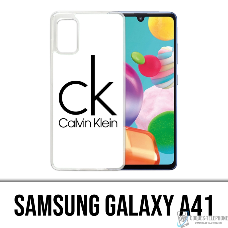 Coque Samsung Galaxy A41 - Calvin Klein Logo Blanc