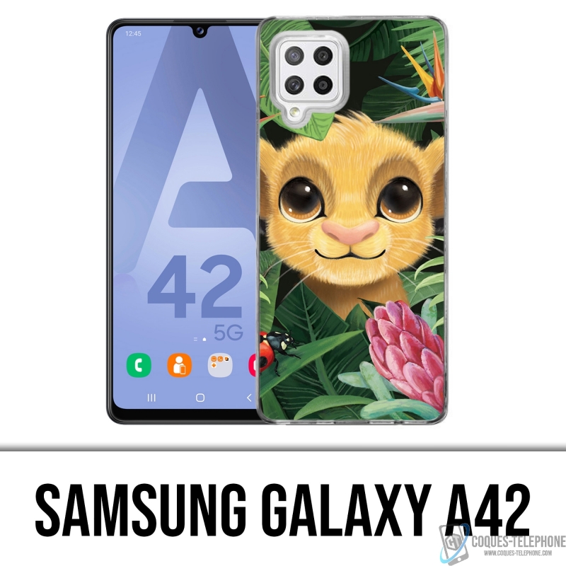 Coque Samsung Galaxy A42 - Disney Simba Bebe Feuilles