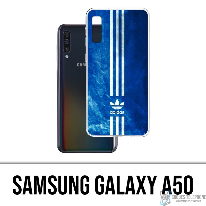 Coque Samsung Galaxy A50 - Adidas Bandes Bleu