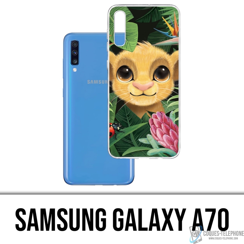 Coque Samsung Galaxy A70 - Disney Simba Bebe Feuilles