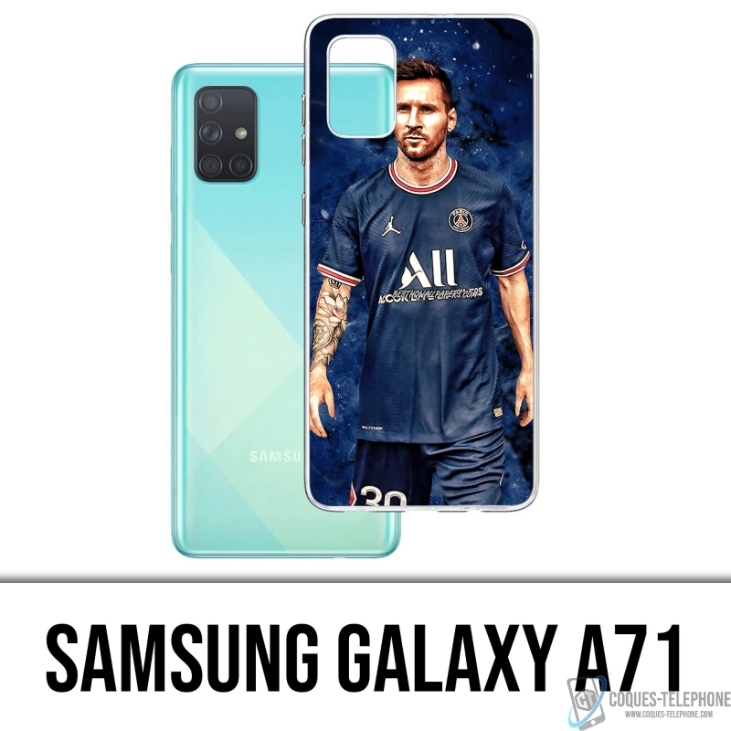 Coque Samsung Galaxy A71 - Messi PSG Paris Splash