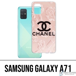 Custodia Samsung Galaxy A71 - Sfondo rosa Chanel