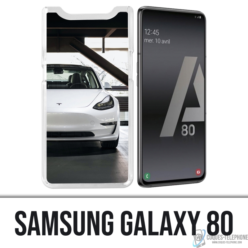 Coque Samsung Galaxy A80 / A90 - Tesla Model 3 Blanc