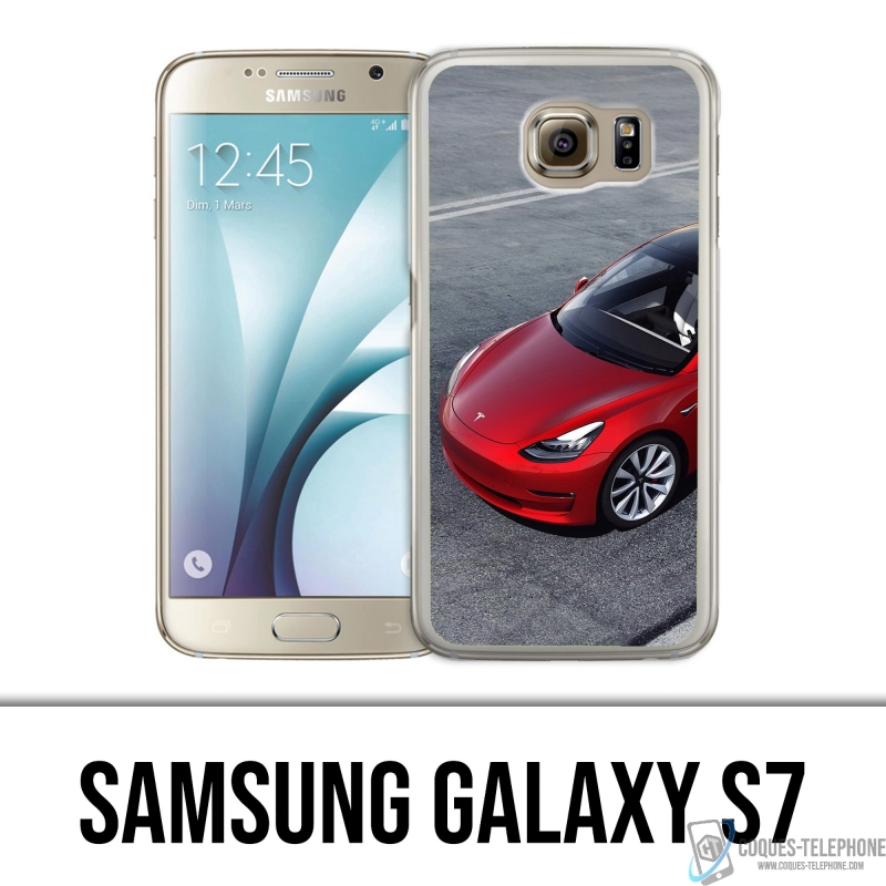 Custodia per Samsung Galaxy S7 - Tesla Model 3 Rossa