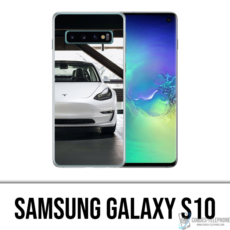 Custodia per Samsung Galaxy S10 - Tesla Model 3 bianca