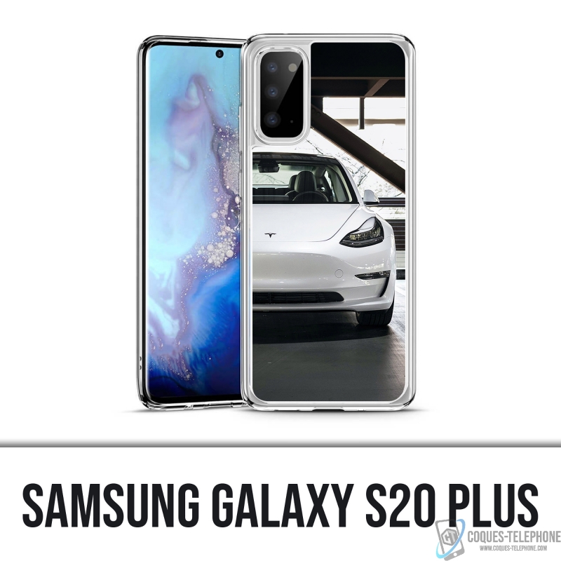 Custodia per Samsung Galaxy S20 Plus - Tesla Model 3 bianca