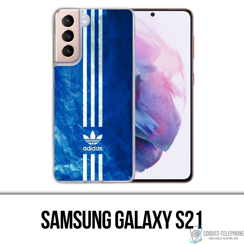 Coque Samsung Galaxy S21 - Adidas Bandes Bleu