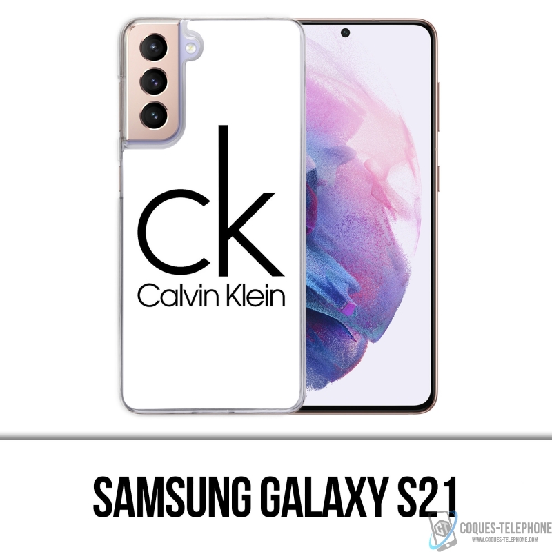 Coque Samsung Galaxy S21 - Calvin Klein Logo Blanc