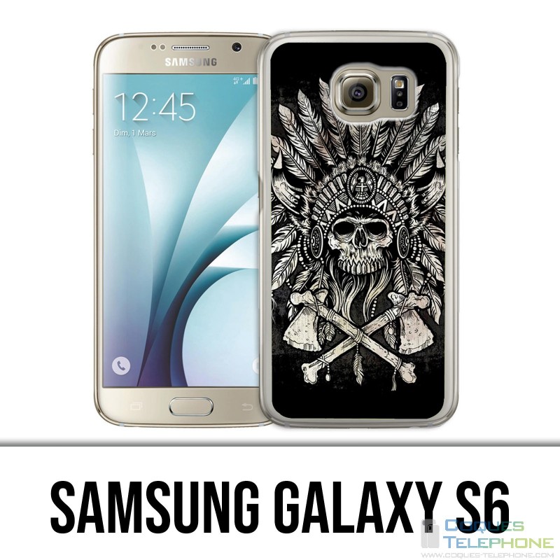 Samsung Galaxy S6 Case - Skull Head Feathers