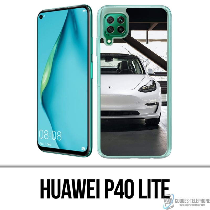 Custodia Huawei P40 Lite - Tesla Model 3 Bianca