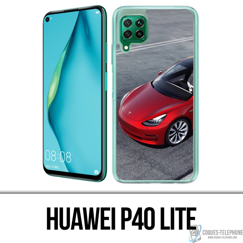 Carcasa para Huawei P40 Lite - Tesla Model 3 Roja