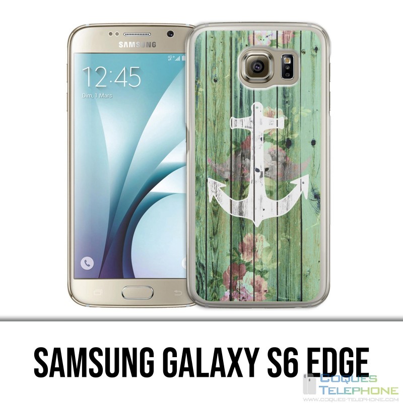 Custodia per Samsung Galaxy S6 - Ancora marina in legno