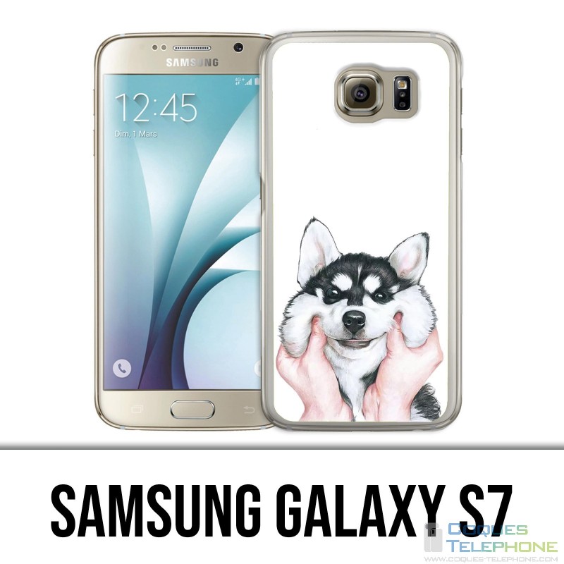 Coque Samsung Galaxy S7  - Chien Husky Joues