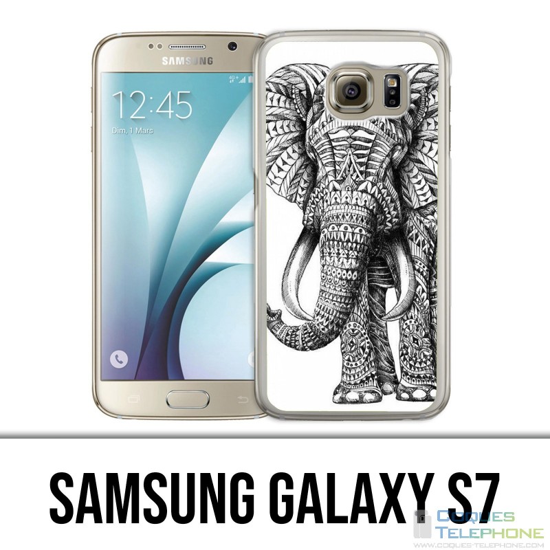 Custodia Samsung Galaxy S7 - Elefante azteco bianco e nero