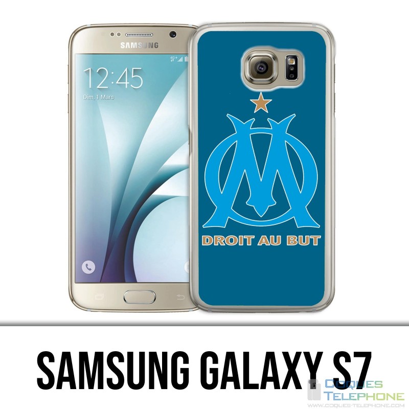 Coque Samsung Galaxy S7  - Logo Om Marseille Big Fond Bleu