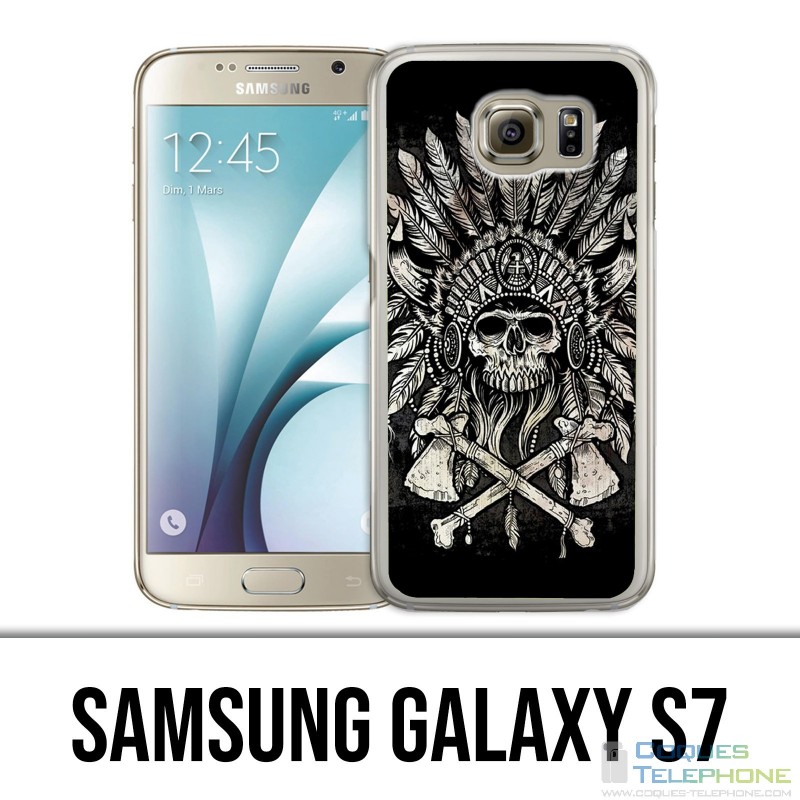 Samsung Galaxy S7 Hülle - Skull Head Feathers