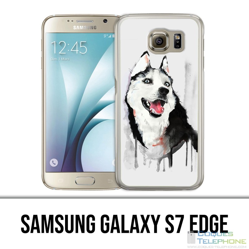 Coque Samsung Galaxy S7 EDGE - Chien Husky Splash