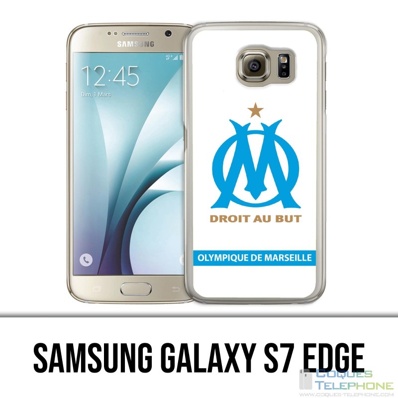 Coque Samsung Galaxy S7 EDGE - Logo Om Marseille Blanc