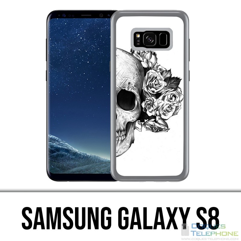 Carcasa Samsung Galaxy S8 - Skull Head Roses Negro Blanco